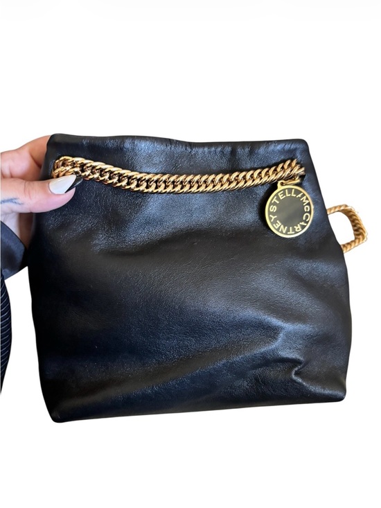 Stella McCartney Handbags - Stella McCartney Black Clutch with Gold Chain and Logo Disc